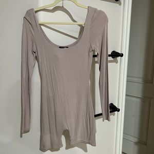 Beige long sleeve jumpsuit